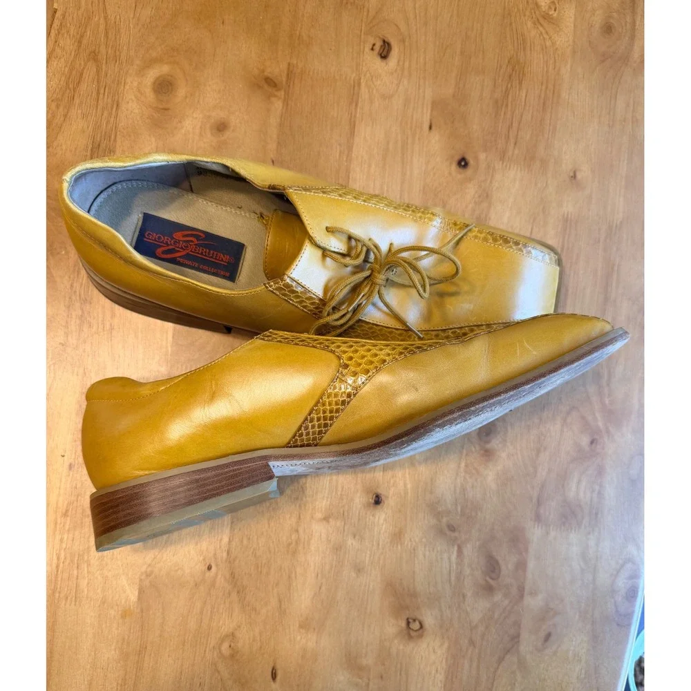 Giorgio Brutini Private Collection Mens Yellow Snakeskin Leather Shoes 13M‎
